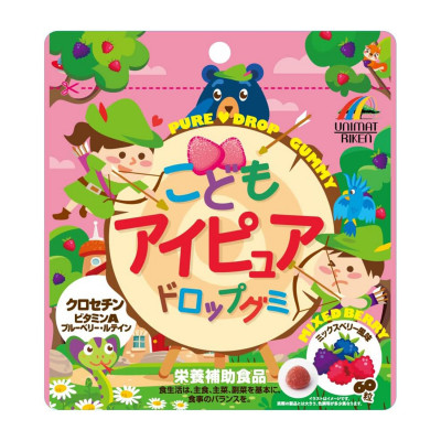Японские детские жевательные витамины для зрения Eye Pure Drop Gummy UNIMAT RIKEN