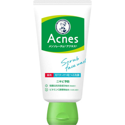 Японская пенка-скраб от прыщей Mentholatum Acnes Medicinal Pore Clean Grain Crushing